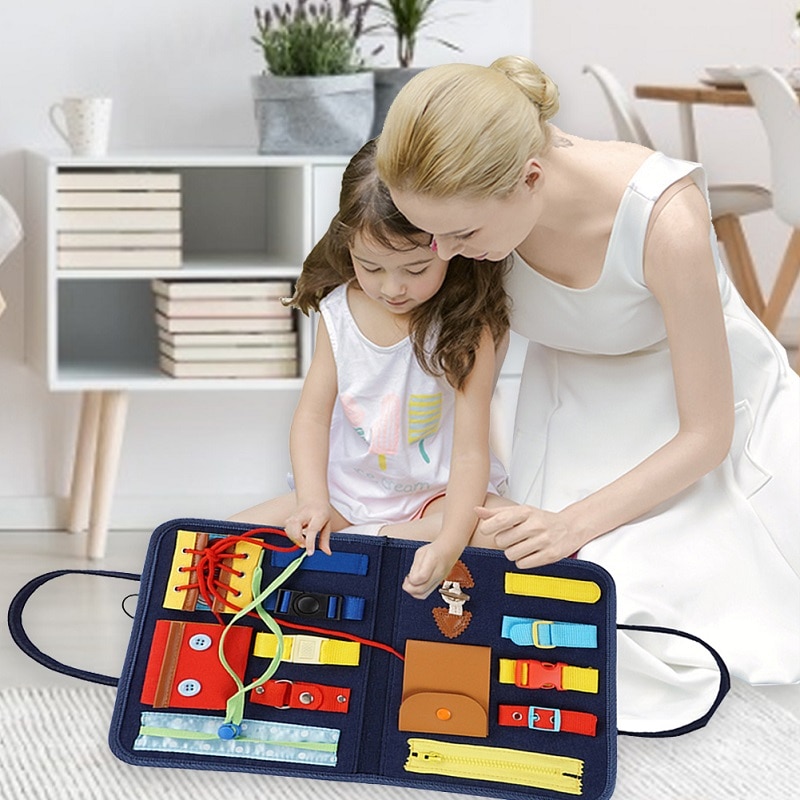 Kids Montessori Toys Baby Busy Board Buckle Training Essential Educational Sensory Board For Toddlers Ntelligence Development